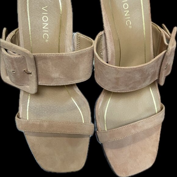 Vionic Heeled Suede Sandal - Picture 1 of 3